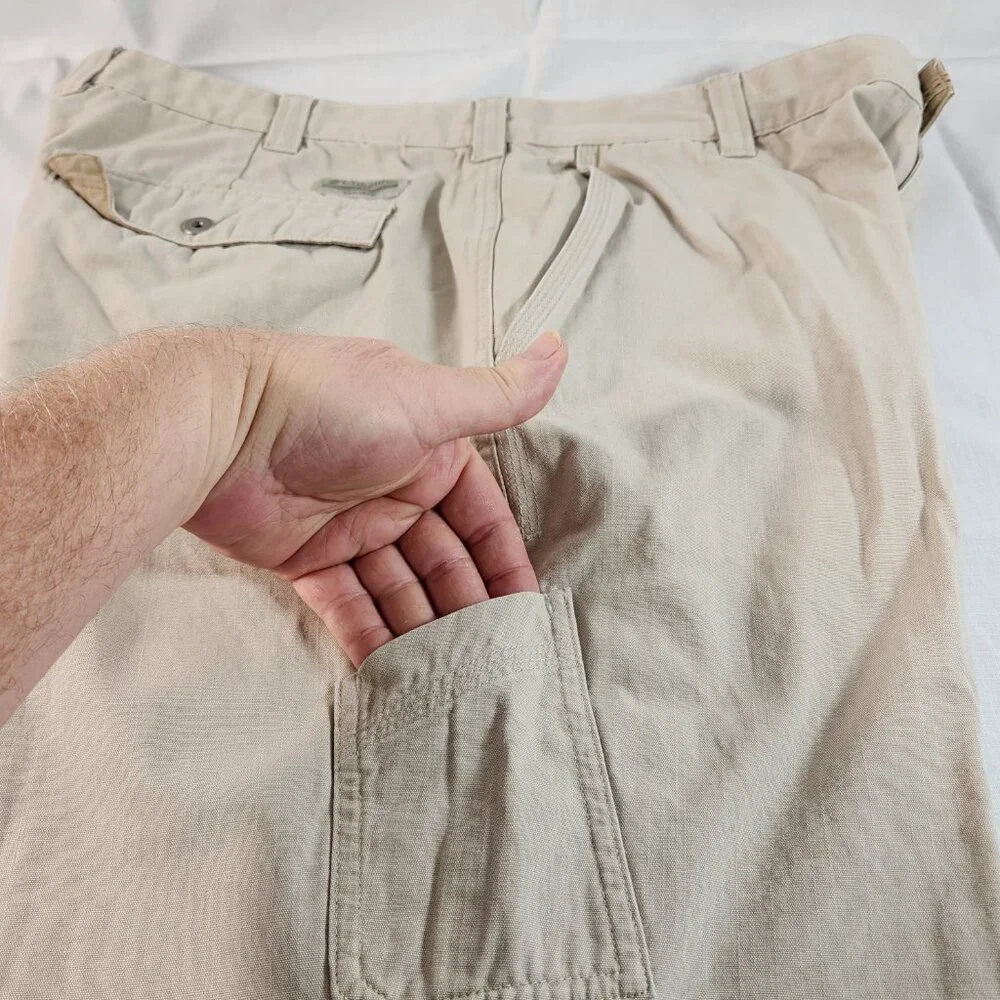 Columbia Outdoor Mens Cotton Khaki Pants Sz 36 (Actual 35) Snap Button Belted - Picture 9 of 12